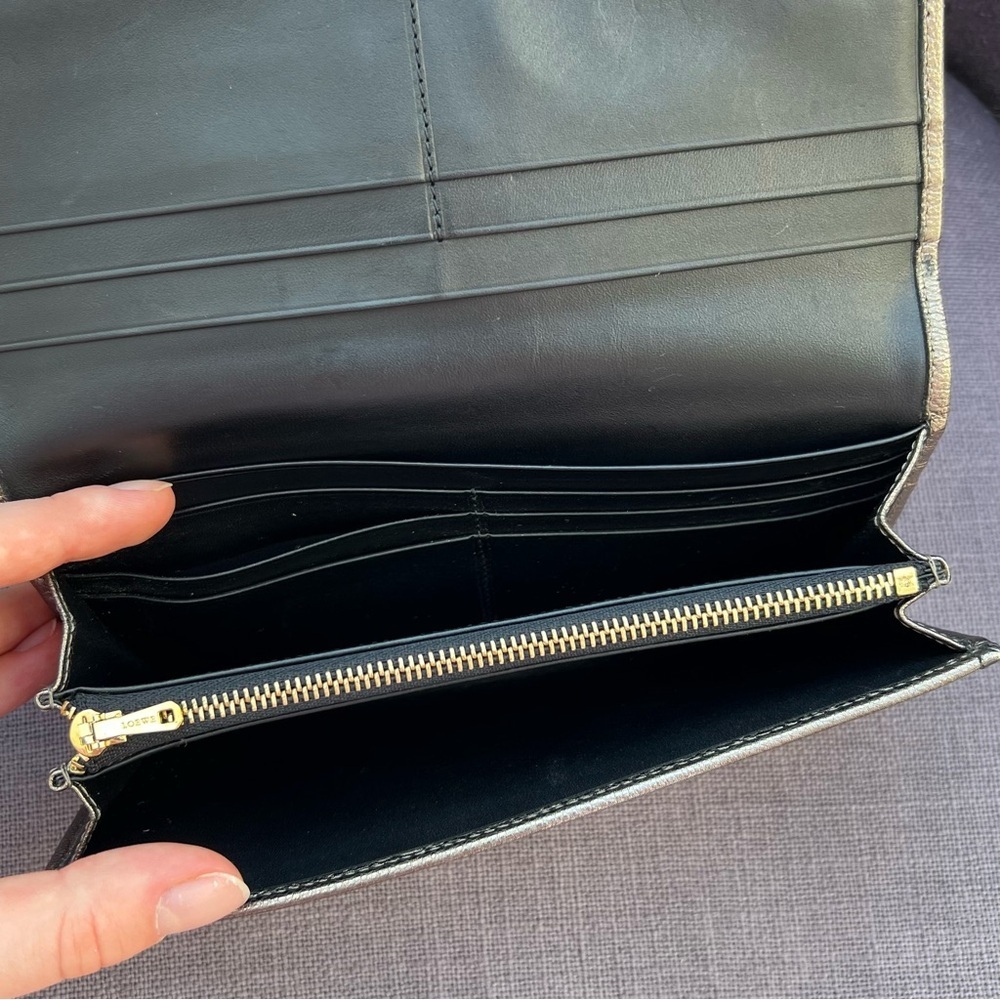 Loewe Anagram Long Wallet Gold Metallic Black Leather - Picture 8 of 12